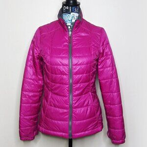 FREE COUNTRY Full Zip Puffer Jacket Faux Fur Quilted Barbiecore Coat Sz S